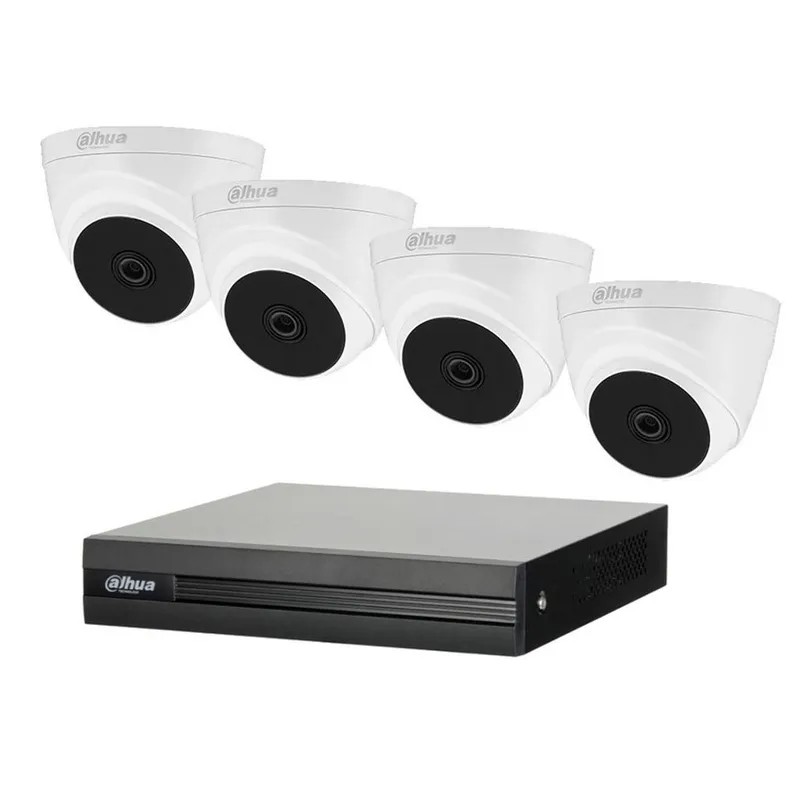 DH-KIT/XVR1B04-I-1T/4-T1A21N-0360B. Kit 4 Camaras Dahua XVR 4 Domo 2MP lente 3.6mm Disco 1Tb